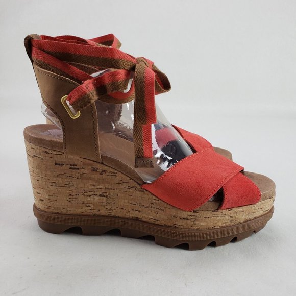 Sorel Orange and Brown Ankke Wrap Sandals 8 - Picture 11 of 13